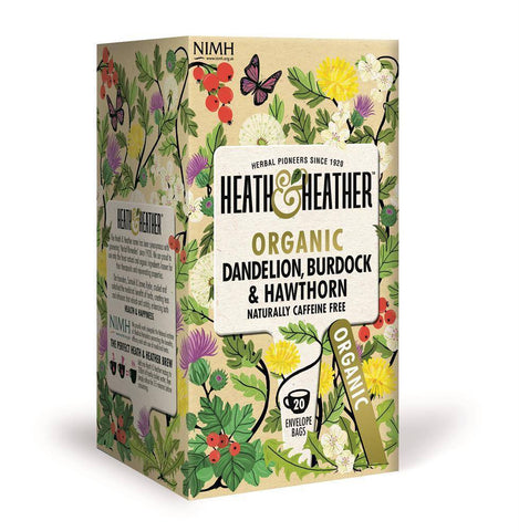 Heath & Heather Organic Dandelion Burdock & Hawthorn Tea 20 Bags