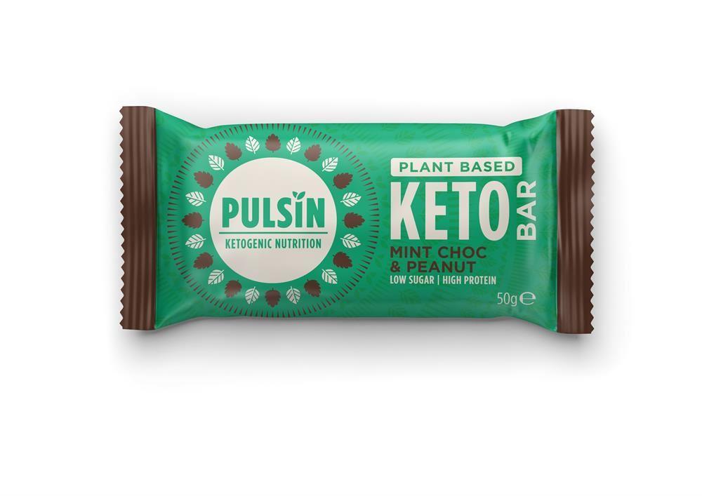 Pulsin Choc Mint & Peanut Keto Bar 50g