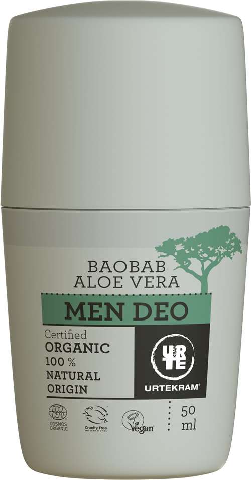 Urtekram Baobab Aloe Vera Mens Roll On Deodorant 50ml