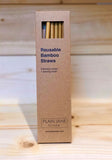 Plain Jane Reusable Bamboo Straws x 6 & Cleaning Brush