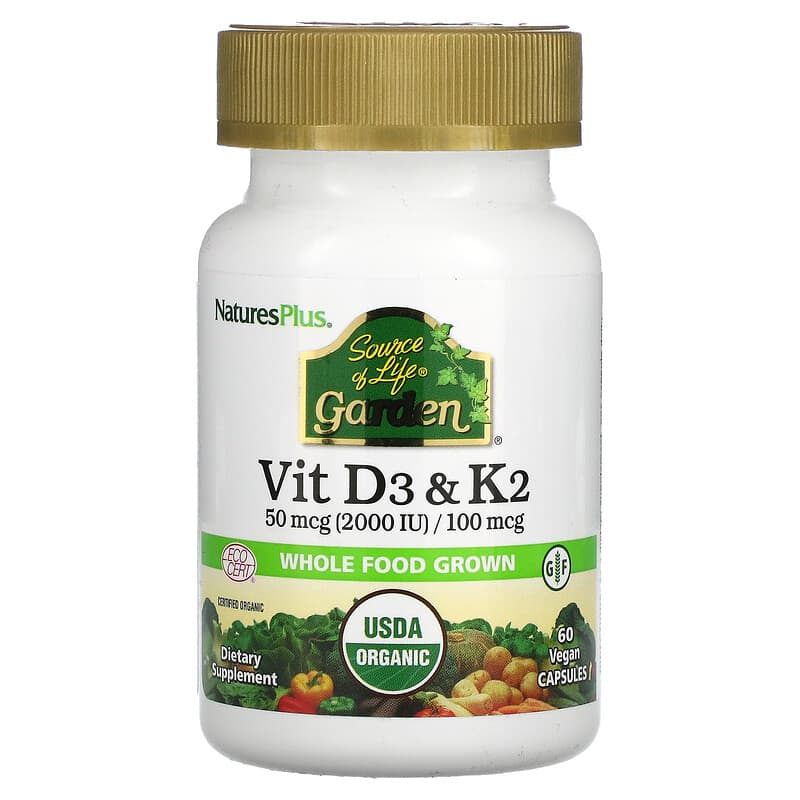 Natures Plus Source Of Life Garden Organic Vitamin D3 & K2 60 caps