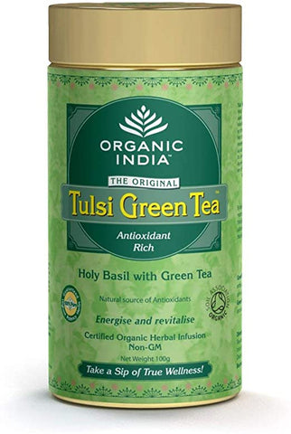 Organic India Tulsi Loose Leaf Green Tea Tin 100g
