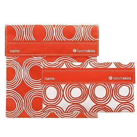 LunchSkins Reusable Velcro 2 Pack Bag Set Sunset Circles