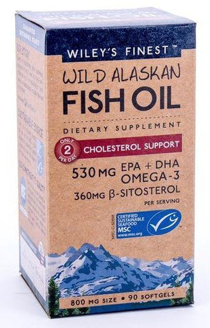 Wiley's Finest Wild Alaskan Fish Oil with Cholesterol Support 90 Softgels