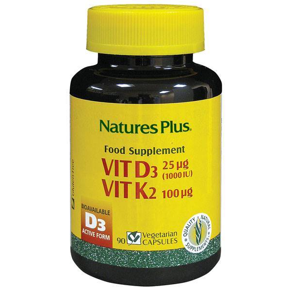 Natures Plus Vitamin D3 1000IU Vitamin K2 100mcg 90 Caps