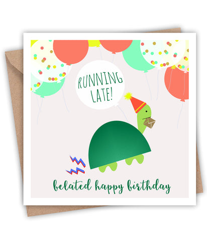 Lainey K Running Late Belated Birthday Card