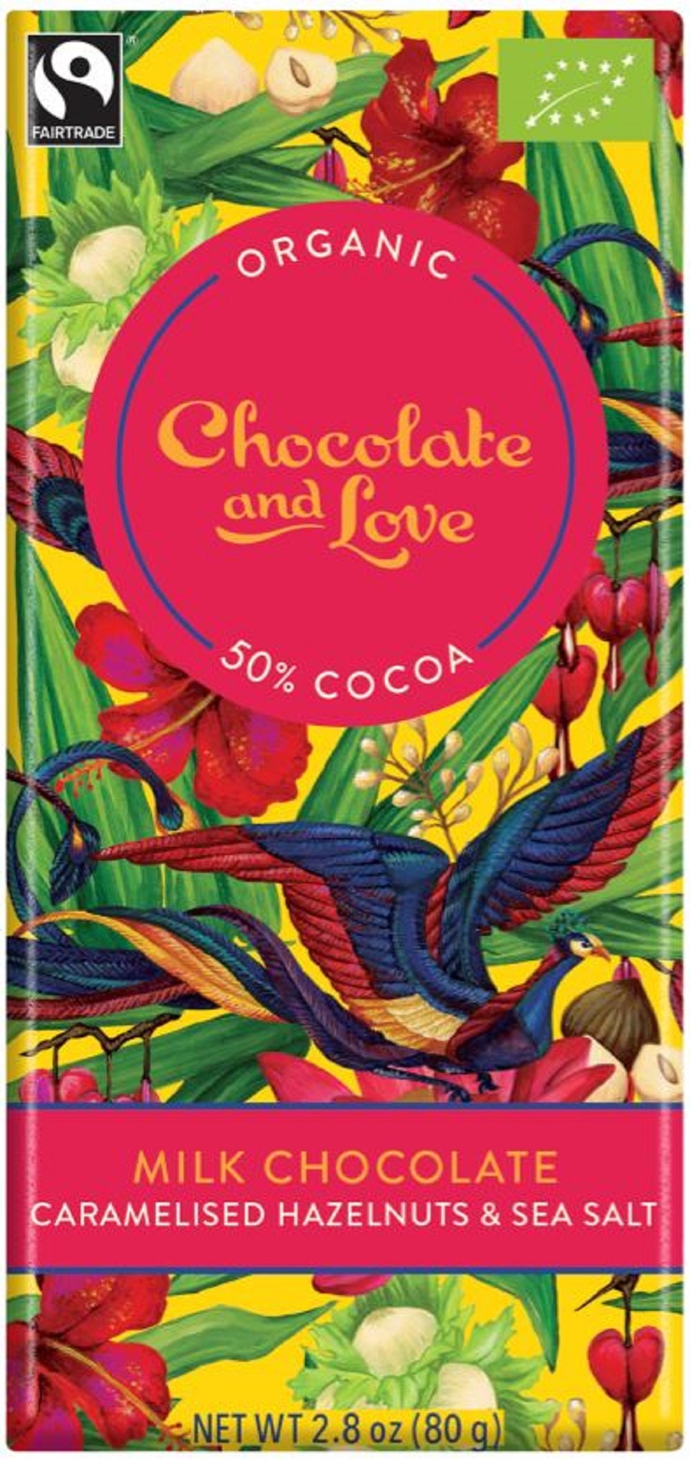 Chocolate And Love Caramelised Hazelnuts & Sea Salt Milk Chocolate 80g