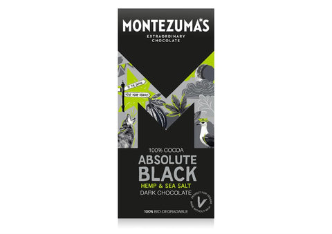 Montezumas Absolute Black Hemp & Sea Salt Dark Chocolate 100g Vegan