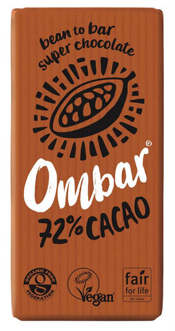 Ombar Organic Dark 72% Raw Chocolate Bar 35G