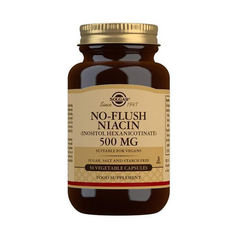 Solgar No-Flush Niacin 500 mg (Inositol Hexanicotinate) Vegetable Capsules 50