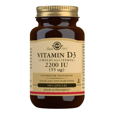 Solgar Vitamin D3 2200 IU (55 ug) Vegetable Capsules 100