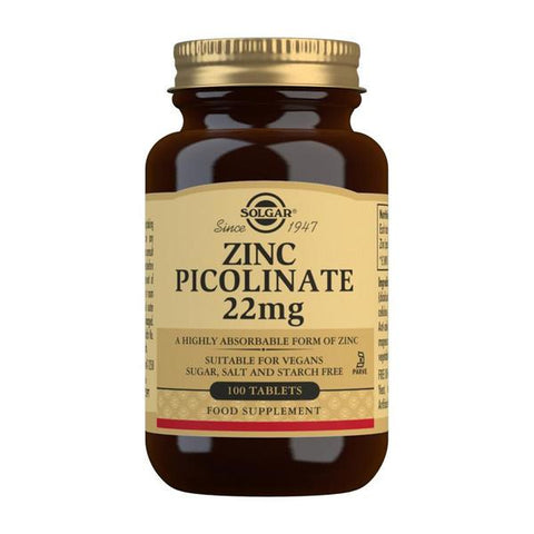 Solgar Zinc Picolinate 22 mg Tablets 100