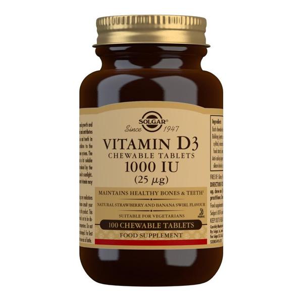 Solgar Vitamin D3 1000IU 100 Chewable Tabs