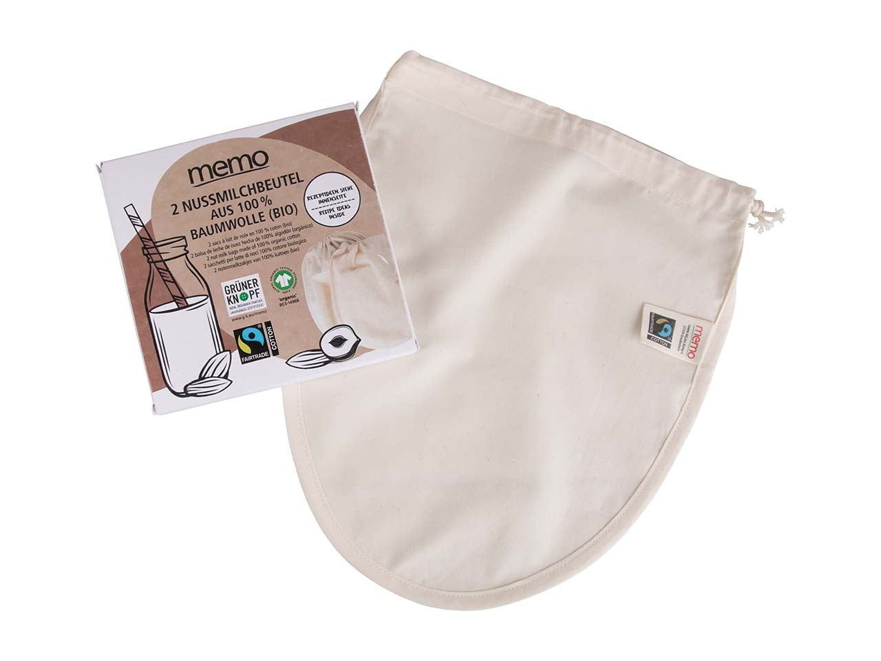 Memo Organic Nut Milk Cotton Bag 2 Pack
