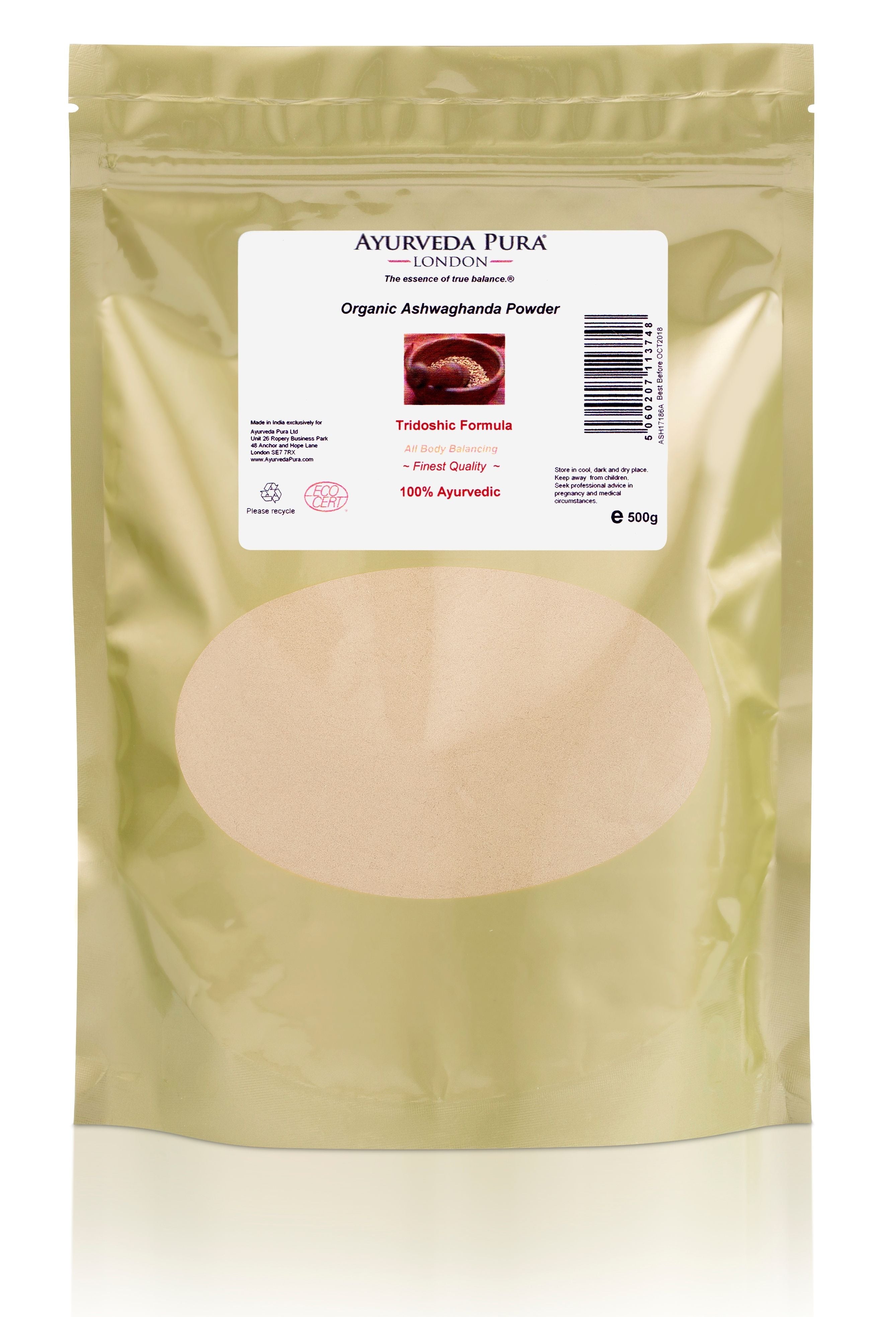 Ayurveda Pura Organic Ashwagandha Powder 500g
